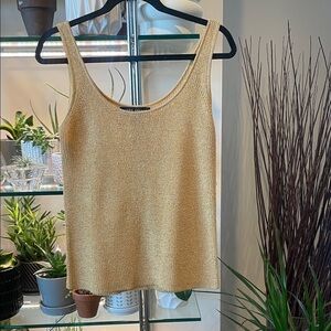 Linda Allard Ellen Tracy Metallic Gold Knit Tank